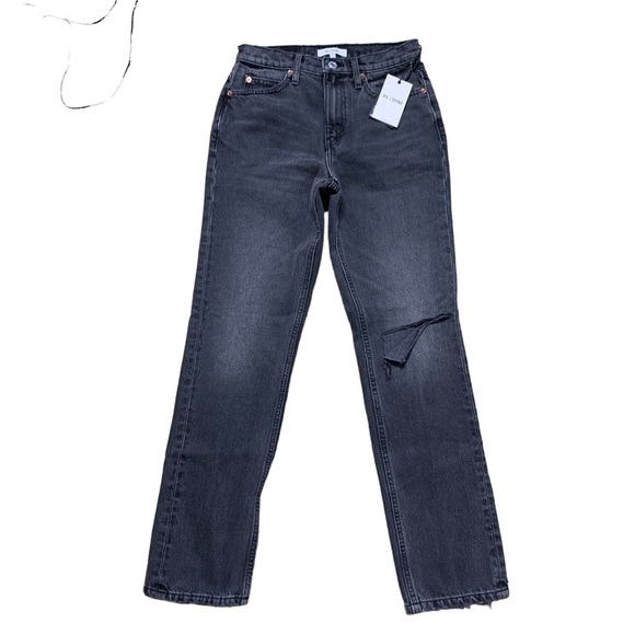 RE/DONE NWT Worn Black With Rip 70’s Straight Size 25 - Picture 6 of 16